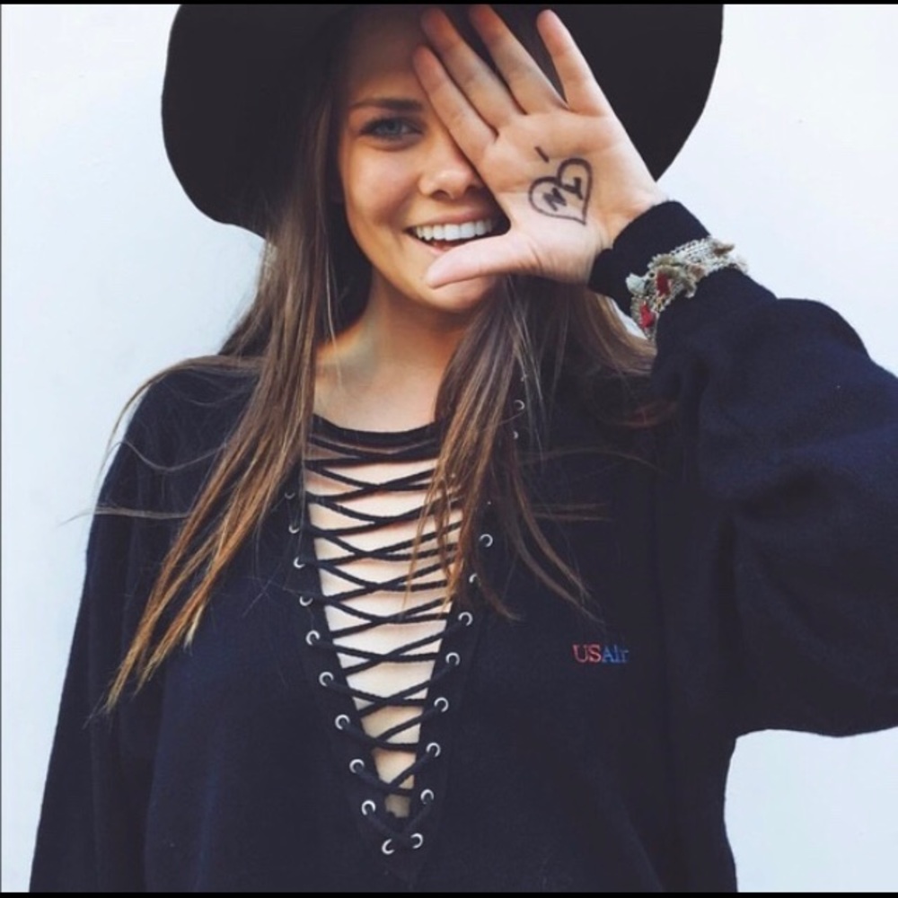LF Furst of a Kind Lace Up Sweater
